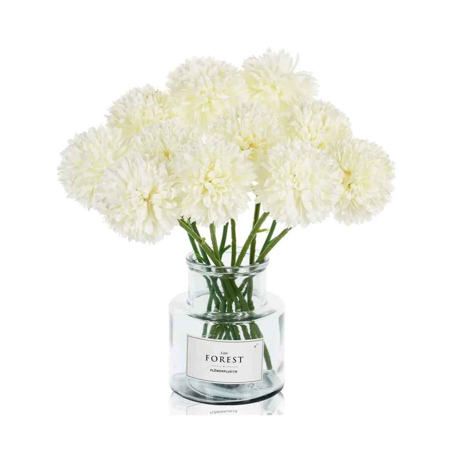 Tied Ribbons Set Of 6 Artificial Ball Flowers Bunches Without Vase