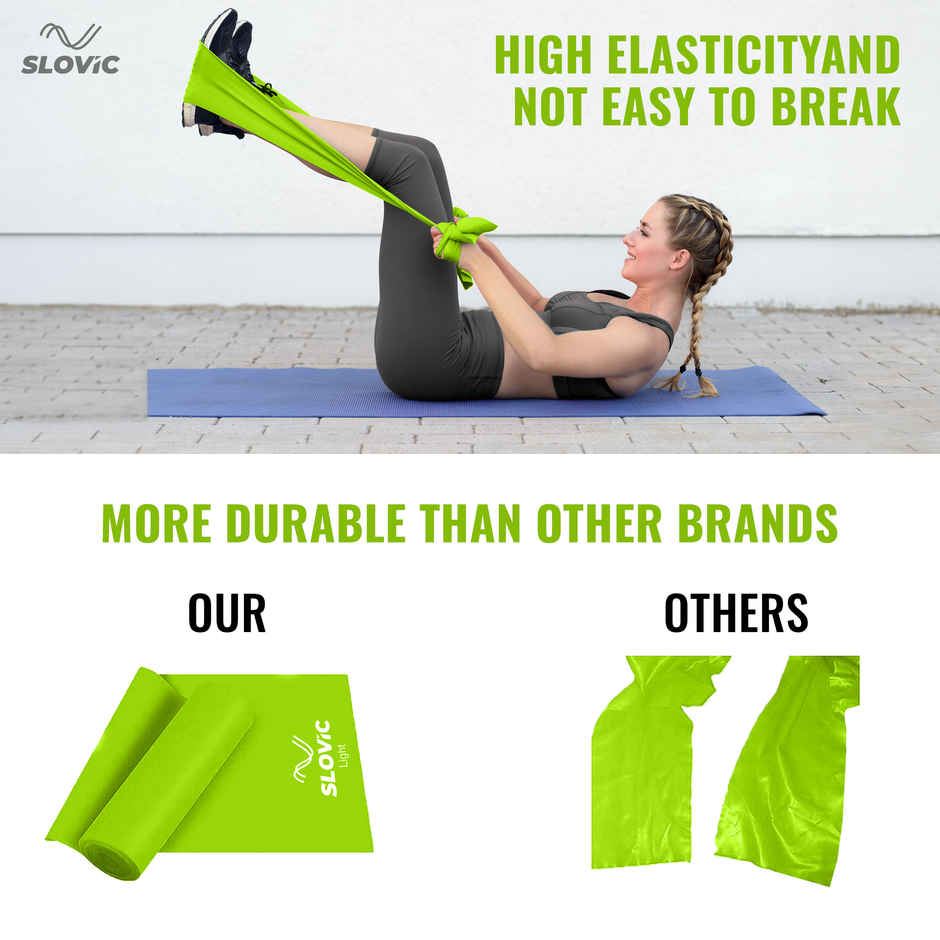 Slovic Resistance Band for Exercise, Stretching & Rehabilitation - Light Green