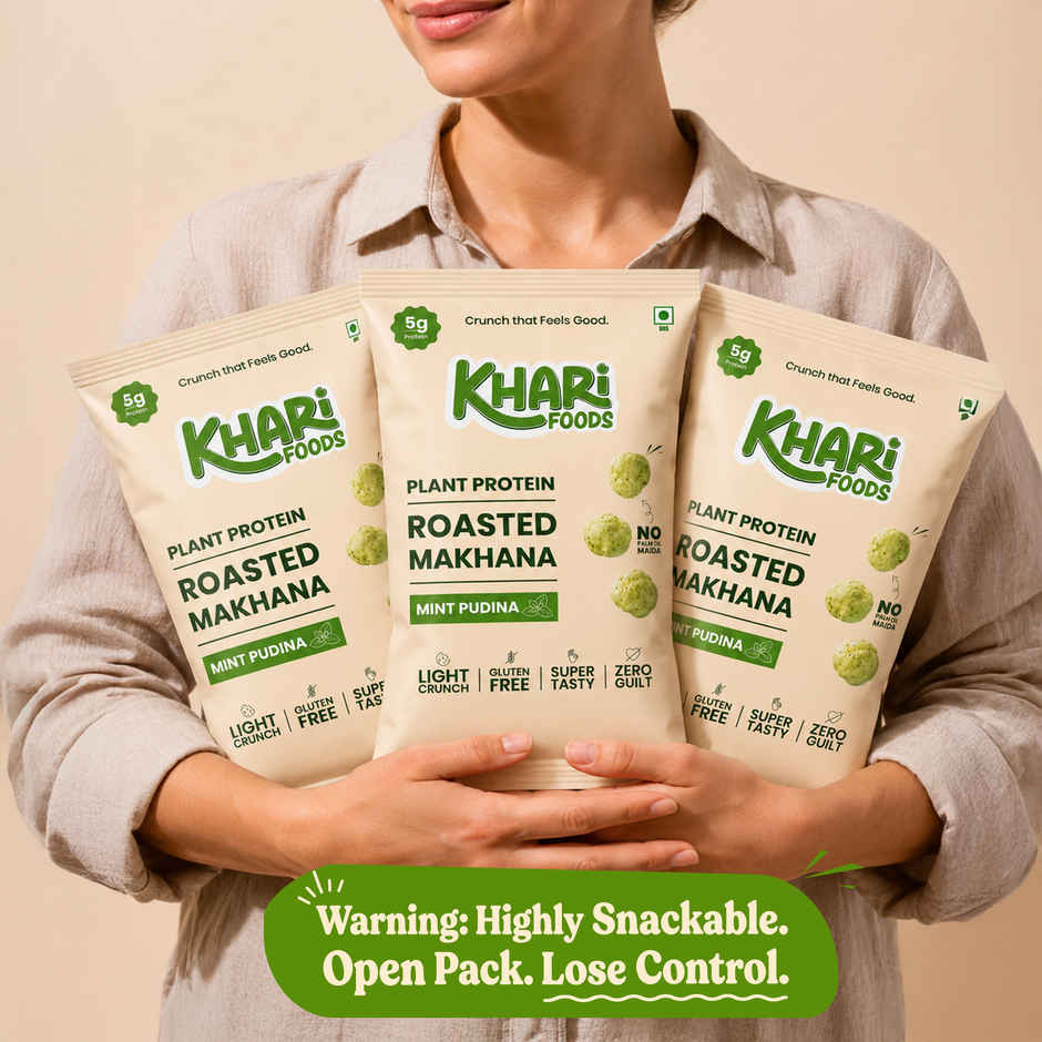 Khari Foods Roasted Mint Pudina Makhana | Protein Rich Healthy Dry Fruit Snacks