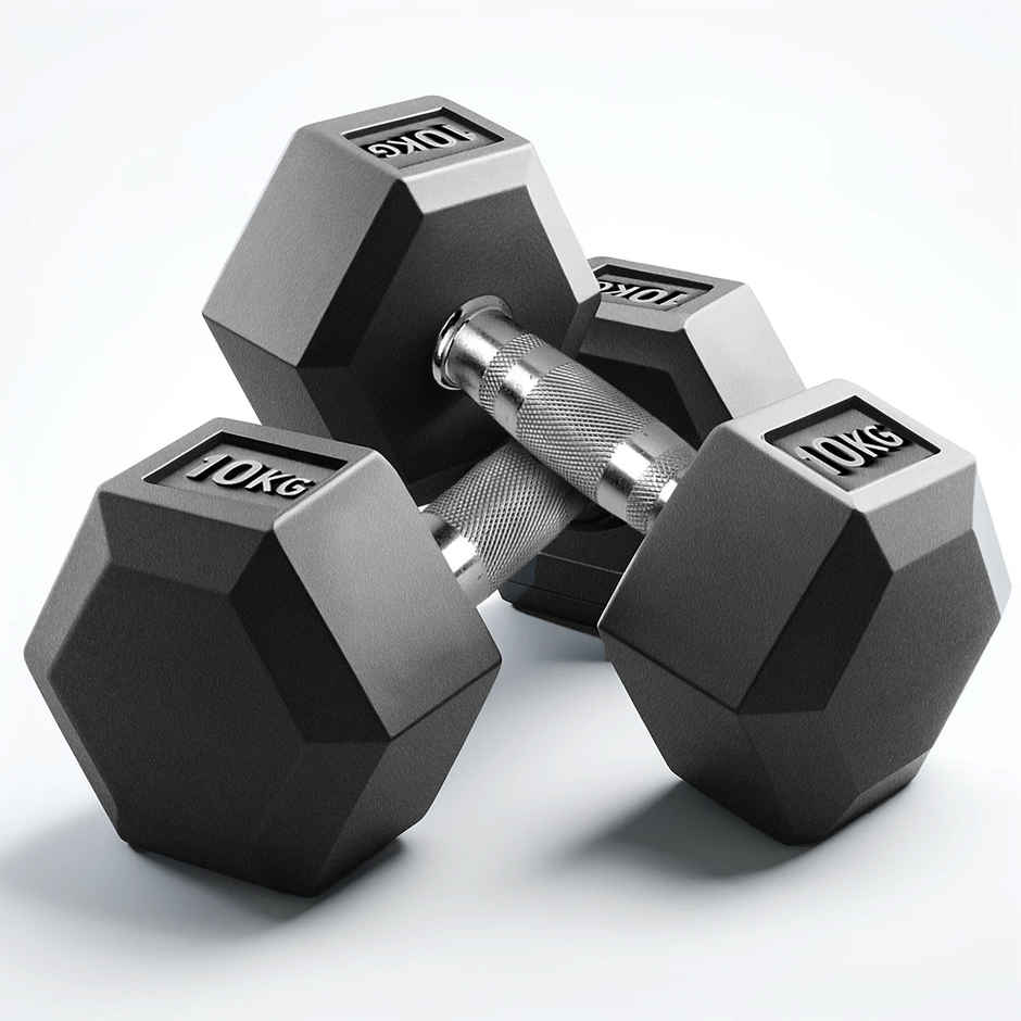 Slovic 10kg Hexa Dumbbells Set (10kg x 2) for Weight Training, Lifting & Home Gym - Anti Skid Rubber