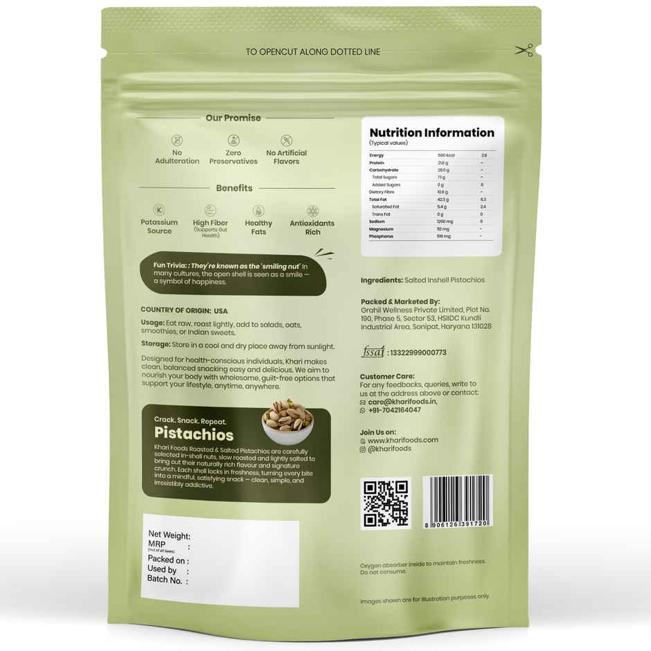Khari Foods Premium California Pistachios | Roasted & Salted Dry Fruits