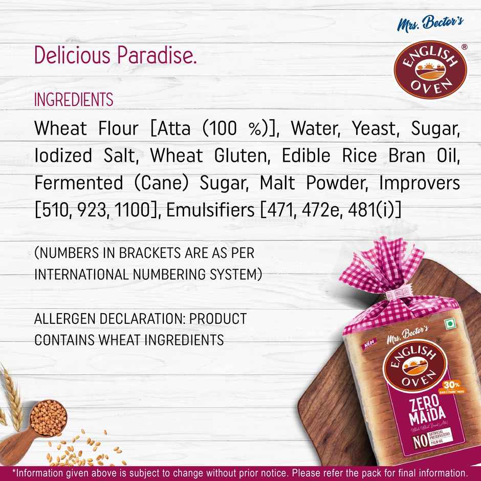 English Oven Zero Maida Whole Wheat Bread