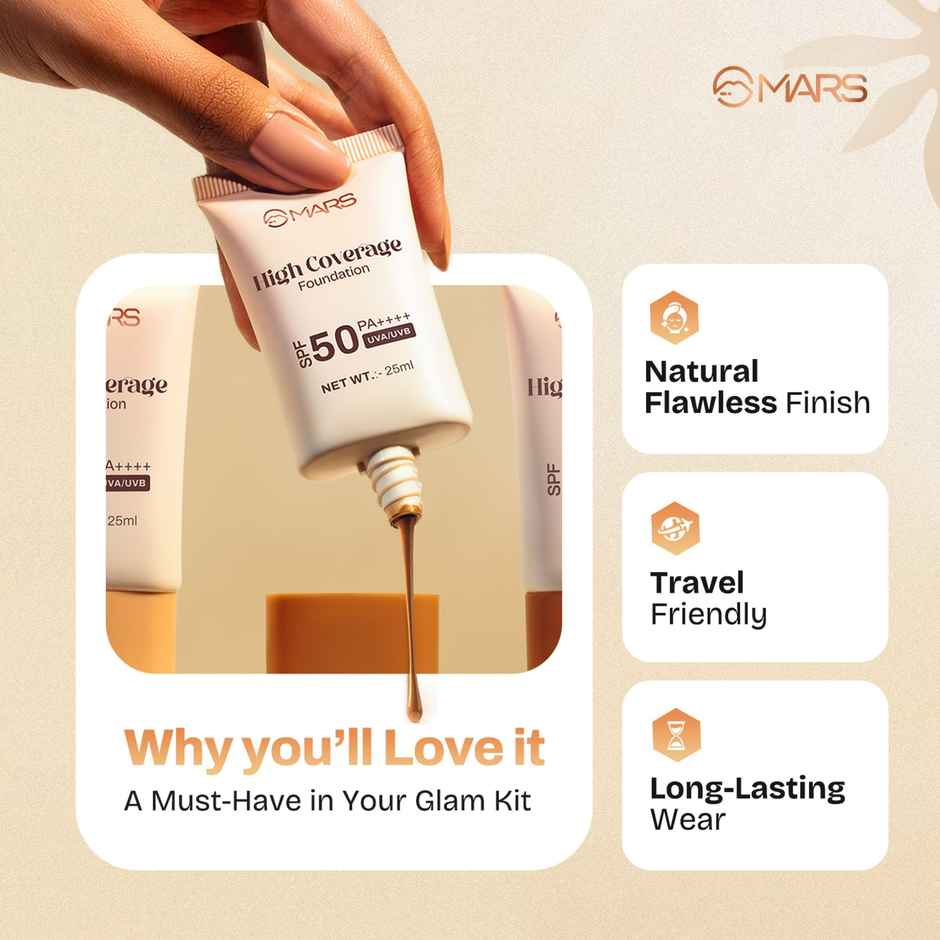 MARS Cosmetics SPF50 PA++++ High Coverage Foundation | 02 SOFT BEIGE