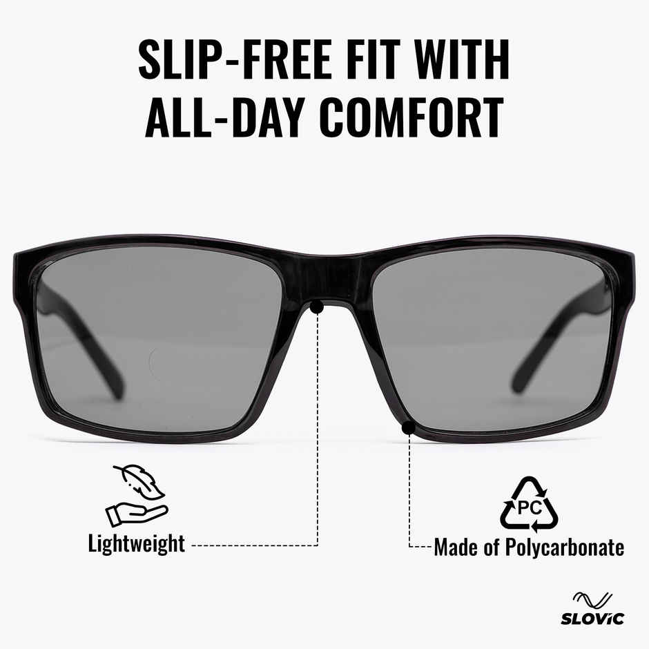 Slovic Stylish Full-Rim Frame Wayfarer Sunglasses for Adults With UV Protected Lenses | Black