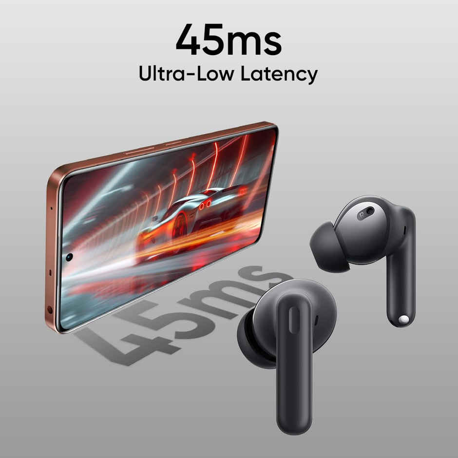 Realme Buds T310 in-Ear TWS Earbuds with 46dB Hybrid ANC, 360 Degree Spatial Audio, 12.4mm Dynamic Bass Driver, Upto 40Hrs Battery and Fast Charging - Vibrant Black