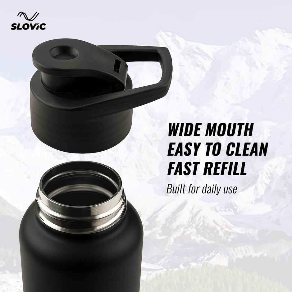 Slovic Steel Water Bottle with Sipper Cap 100% leak | Proof & BPA Free | 1 L