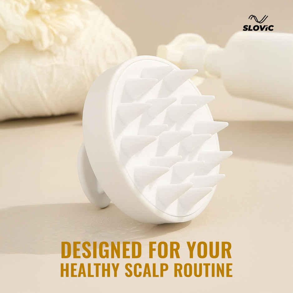 Slovic Manual Head & Scalp Massager with Soft Silicone Bristles | Relaxation | White