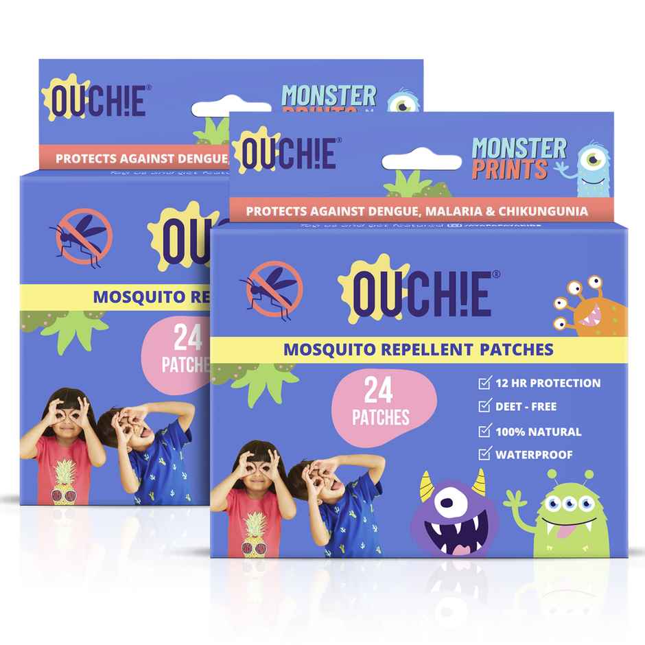 Ouchie Monster Print Mosquito Repellent Patches Truly Natural Double Combo