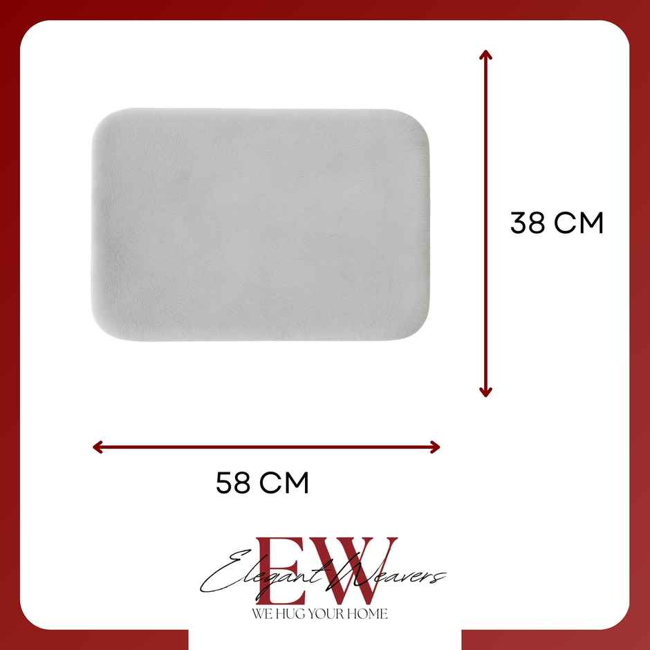 Elegant Weavers Anti- Skid Furry Door Mat | 38 x 58 cm | Grey