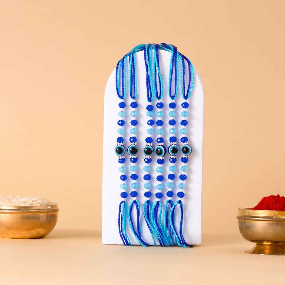 Shree Rakhi - Evil Eye (1pc) & Haldiram'S Assorted Sweet Delight (450g) Combo