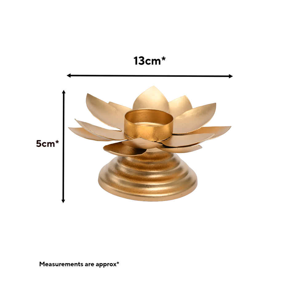 Religious Lotus Candle Holder for Home Decor | Iron | Gold | Urban Born