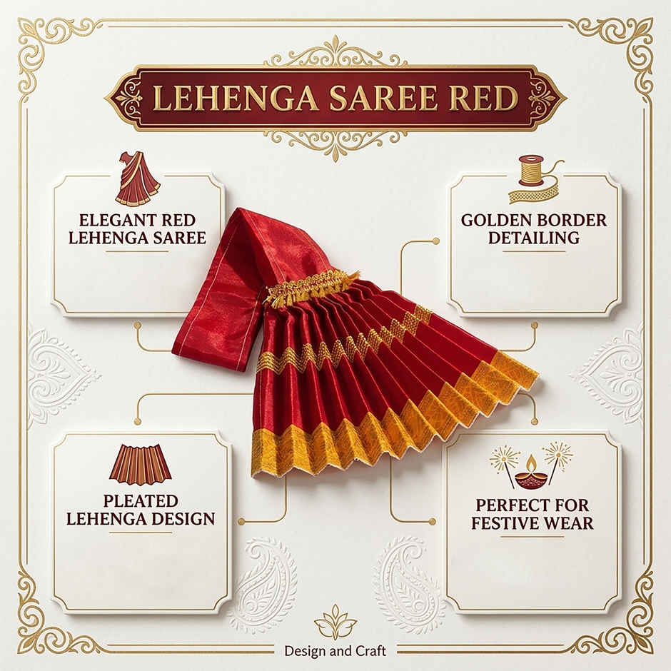 Lehenga Saree | Red | Deity Kalash Dress | Varalakshmi Pooja | Svasti