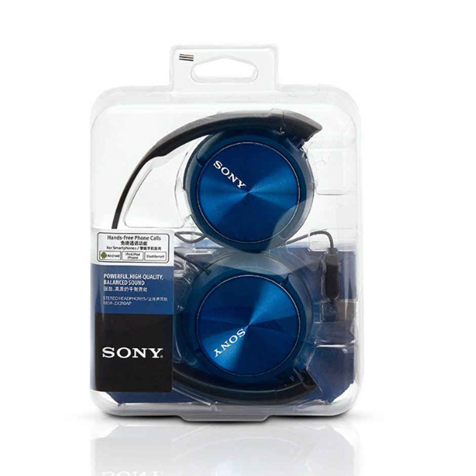 Sony MDR-ZX310AP Wired Headphones with Mic, Stereo On Ear Headset - Blue