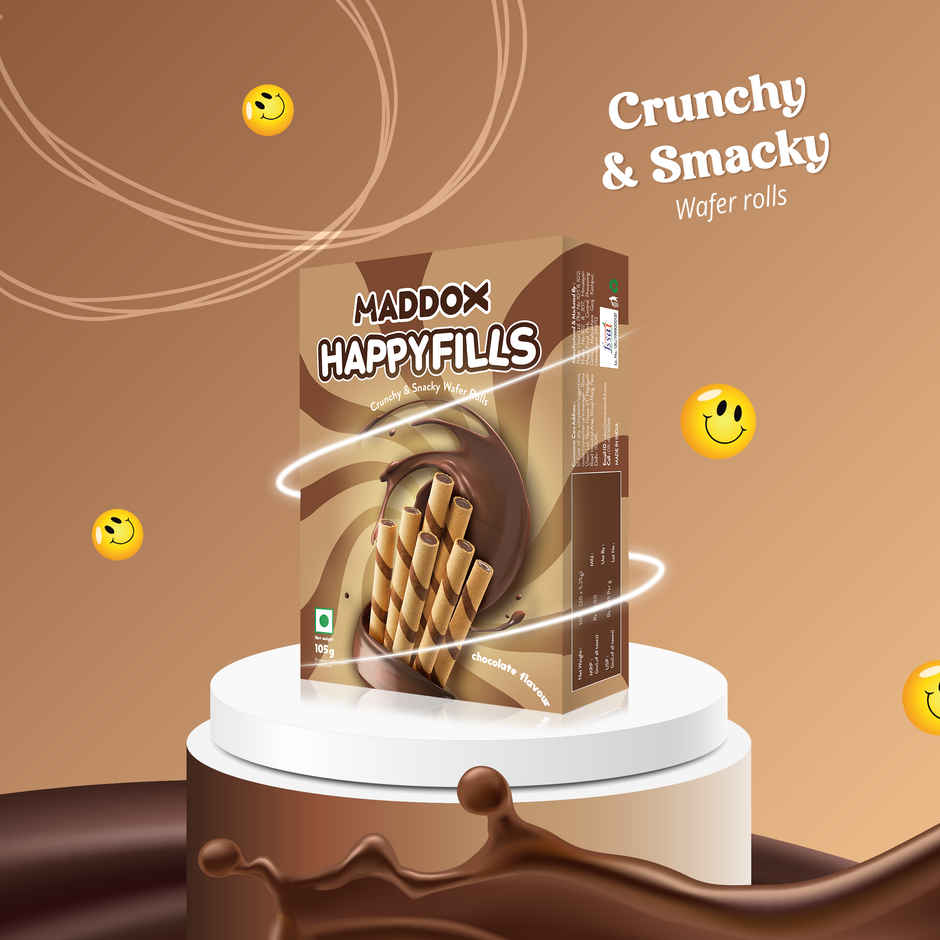 Maddox Happyfills Crunchy & Snacky Wafer Rolls | Chocolate Flavour