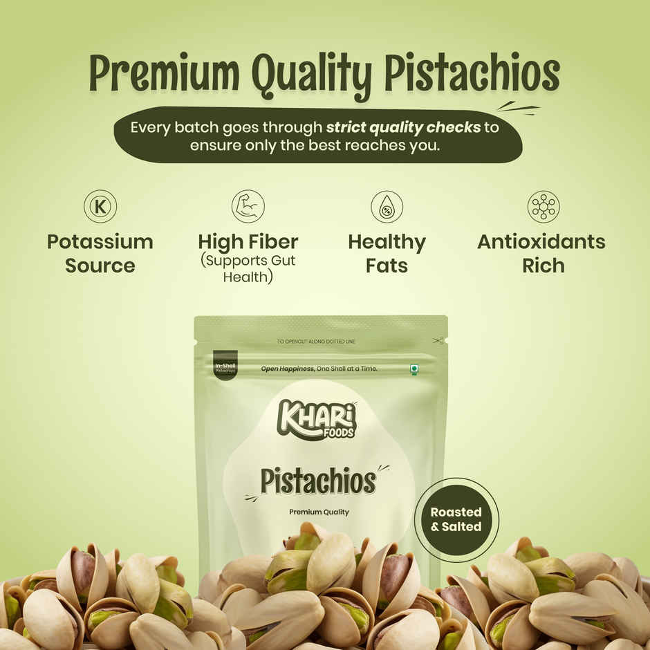 Khari Foods Premium California Pistachios | Roasted & Salted Dry Fruits