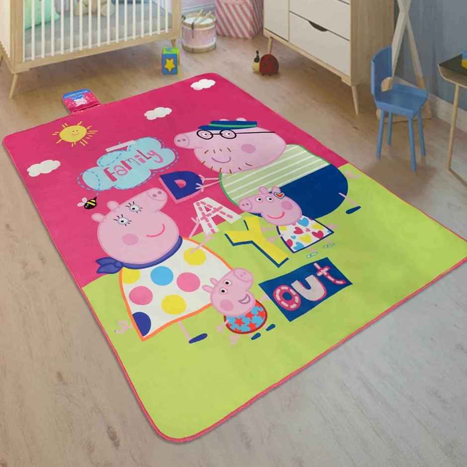 CasaCraft Pepperfry Kids Carpet and Mats 4x5 Feet Pink Character Polyester Kids Carpet Rug for Home