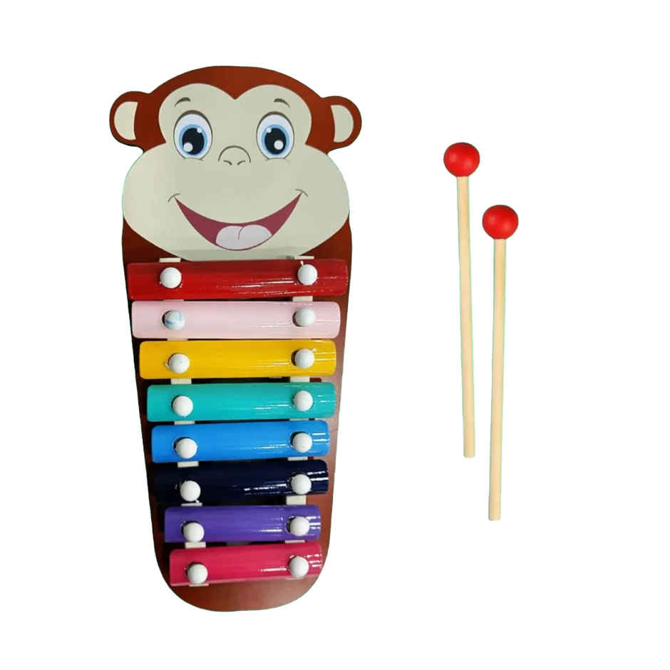 Wembley Wooden Xylophone For Kids Multicolored Key Keyboard Xylophone Piano With 2 Sticks - Monkey