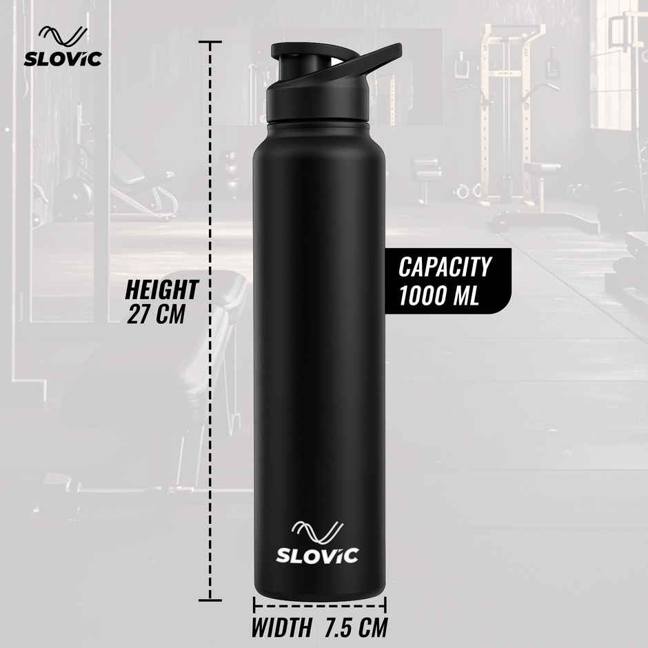Slovic Steel Water Bottle with Sipper Cap 100% leak | Proof & BPA Free | 1 L