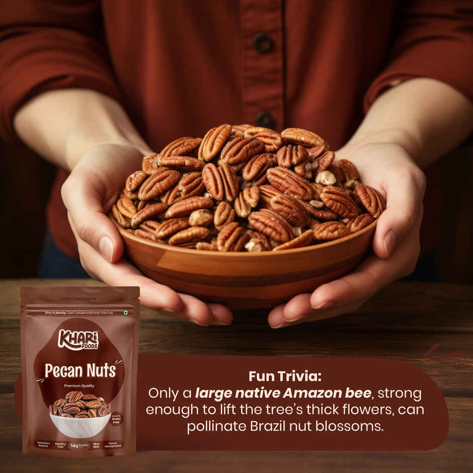 Khari Foods Premium Pecan Nuts, Healthy Snack, Rich in Protein
