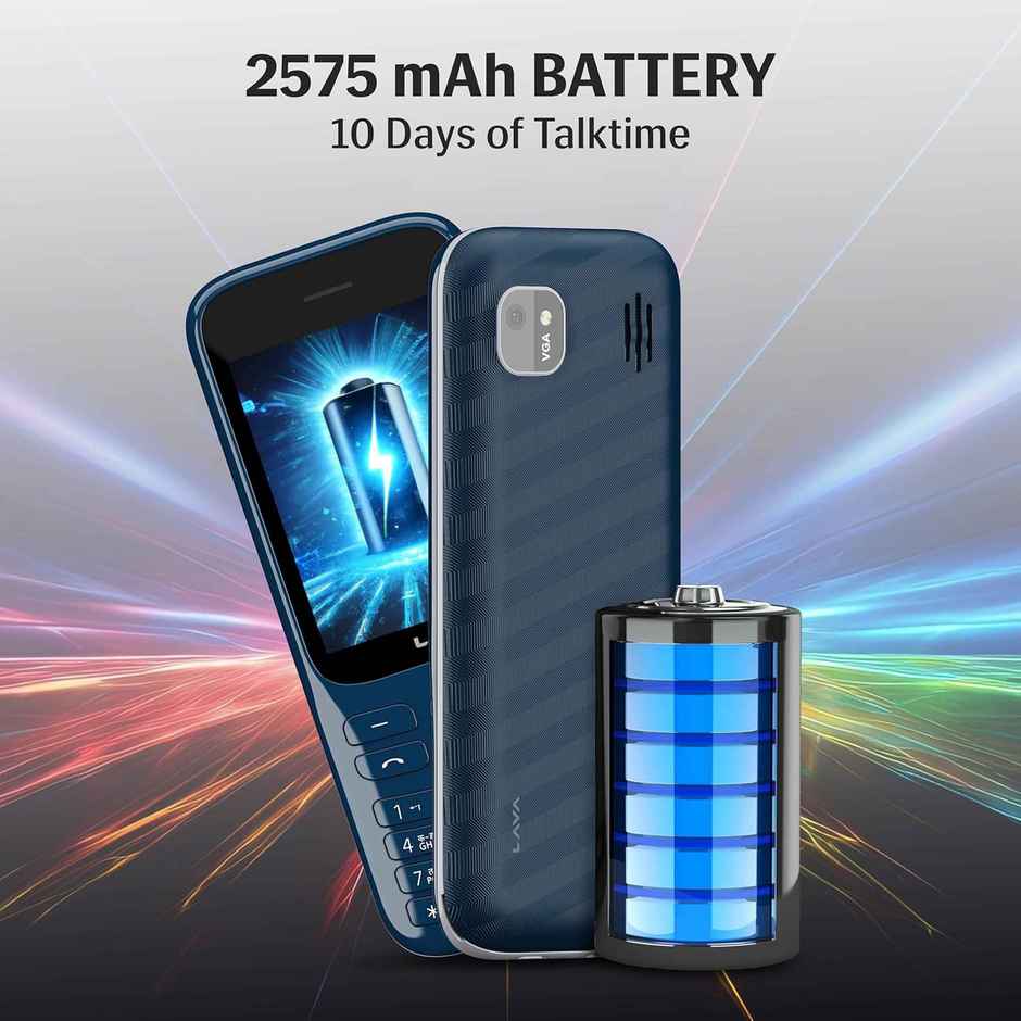 Lava Gem 2025 Dual Sim Keypad Phone (2.8" Display, Camera & Flash) | 2575mAh Smart AI | Blue Chrome