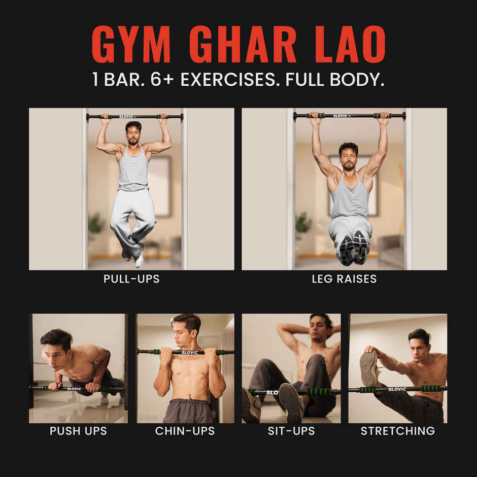 Slovic Pull Up Bar for Door Frame - Home Workout Equipment for Upper Body - Black