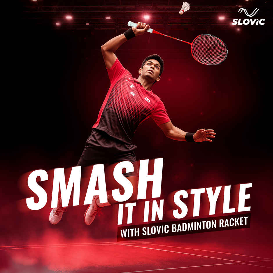 Slovic Lightweight Aluminium Badminton Racquet with Cover | For Beginners & Regular Play | Red