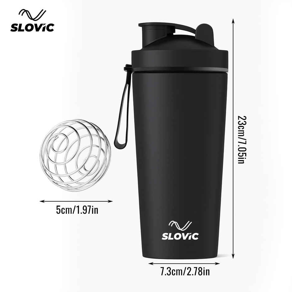 Slovic Black Stainless Steel Shaker for Gym & Daily Use | 750 ml