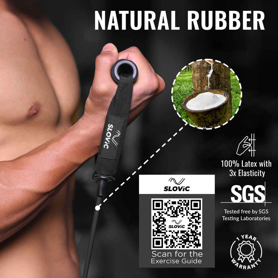 Slovic 25Kg Tube Resistance Band for Full Body Workout & Exercise - Natural and Unbreakable Rubber