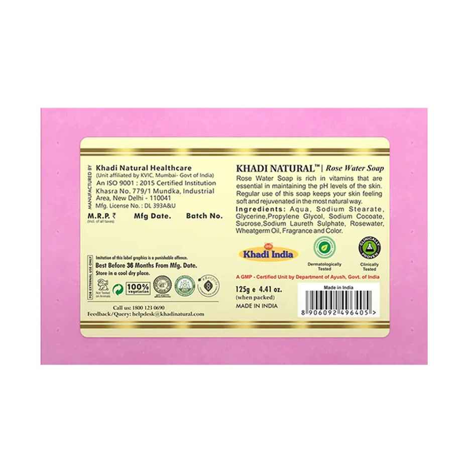 Khadi Natural Rosewater Soap For Gentle Cleansing