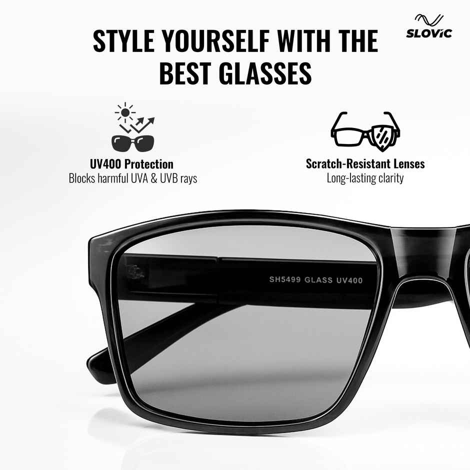 Slovic Stylish Full-Rim Frame Wayfarer Sunglasses for Adults With UV Protected Lenses | Black