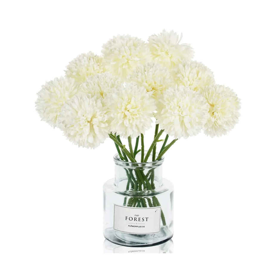 Tied Ribbons Set Of 6 Artificial Ball Flowers Bunches Without Vase