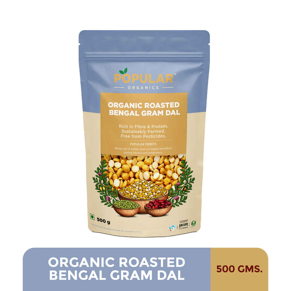 Popular Organics Fried Gram Split - Roasted Bengal Gram Dal