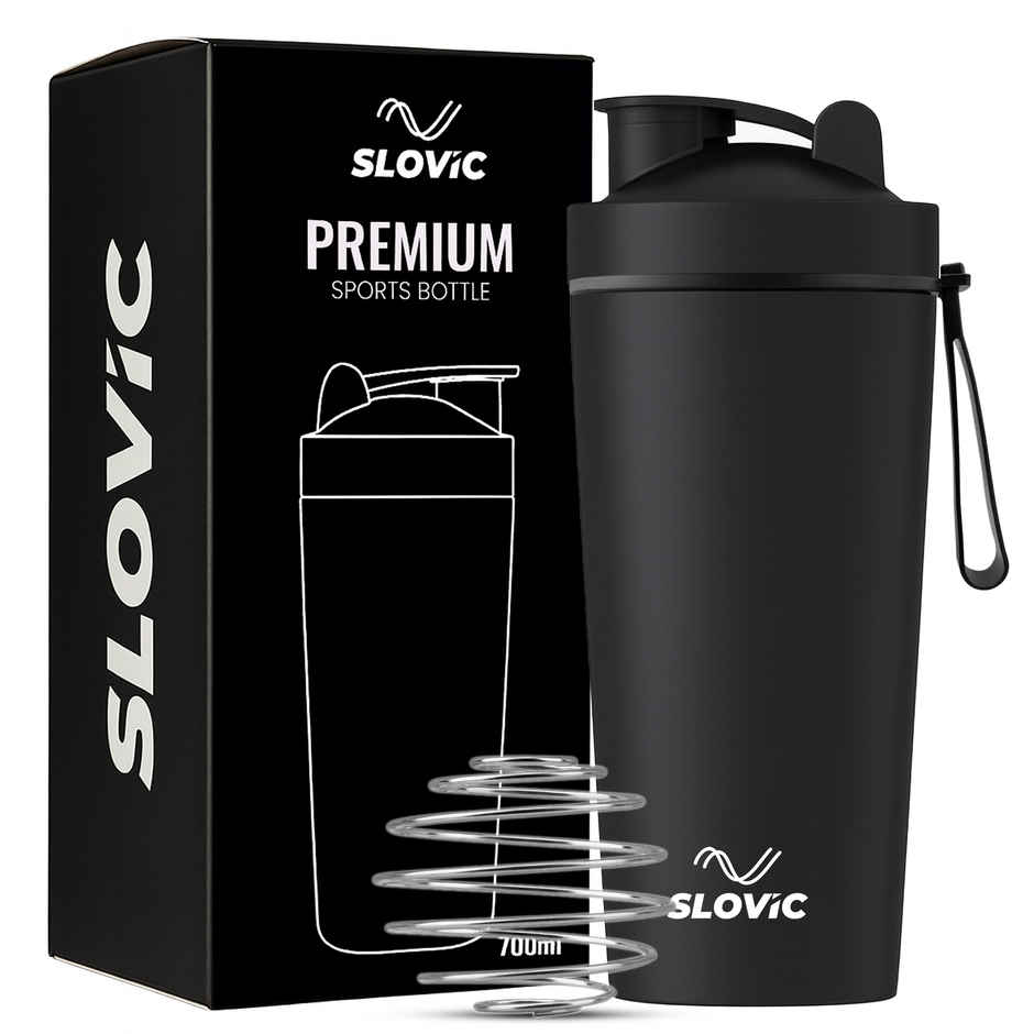Slovic Black Stainless Steel Shaker for Gym & Daily Use | 750 ml