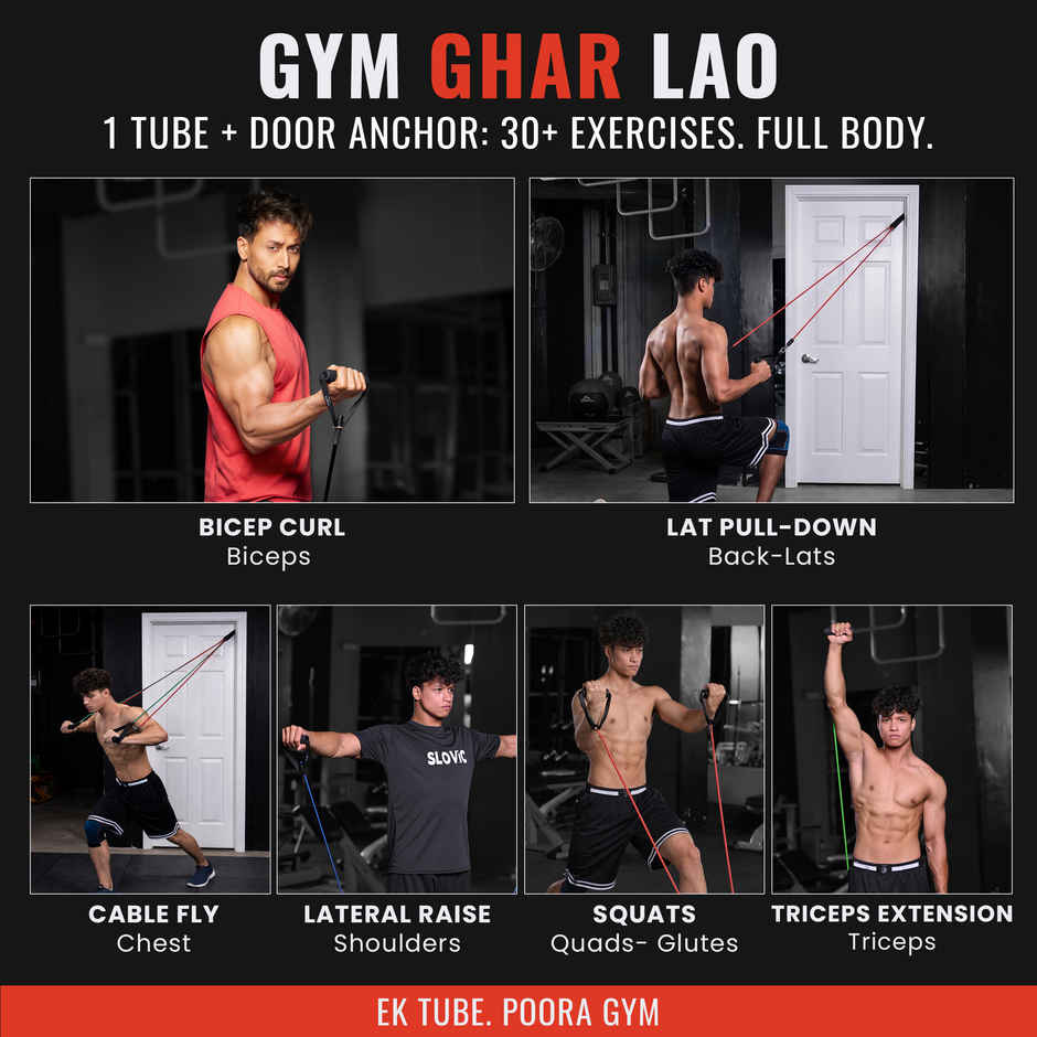 Slovic 25Kg Tube Resistance Band for Full Body Workout & Exercise - Natural and Unbreakable Rubber