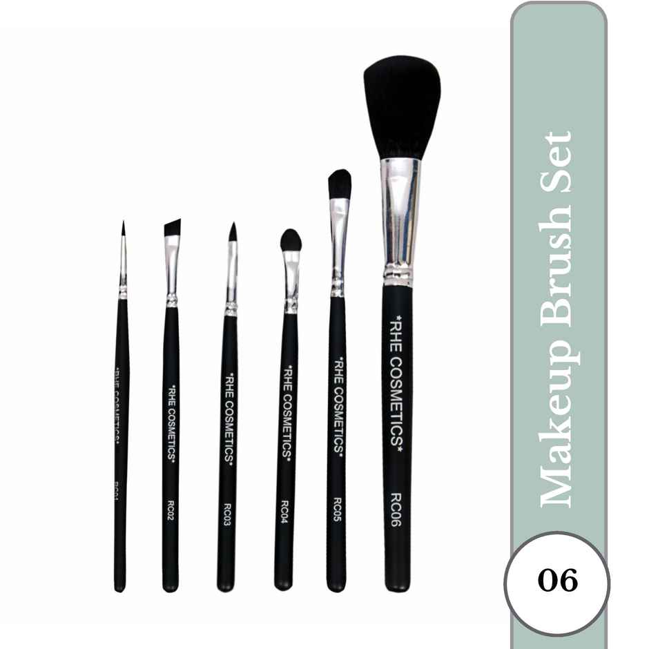 Rhe Cosmetics Premium Brush Set For Face & Eye Makeup - Pack Of 6 Pcs