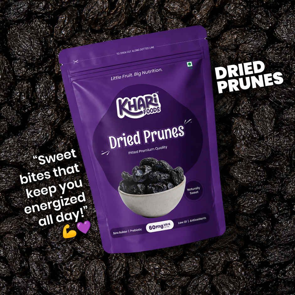 Khari Foods Premium Pitted Prunes Dried | Dry Fruit Snack | No Added Sugar