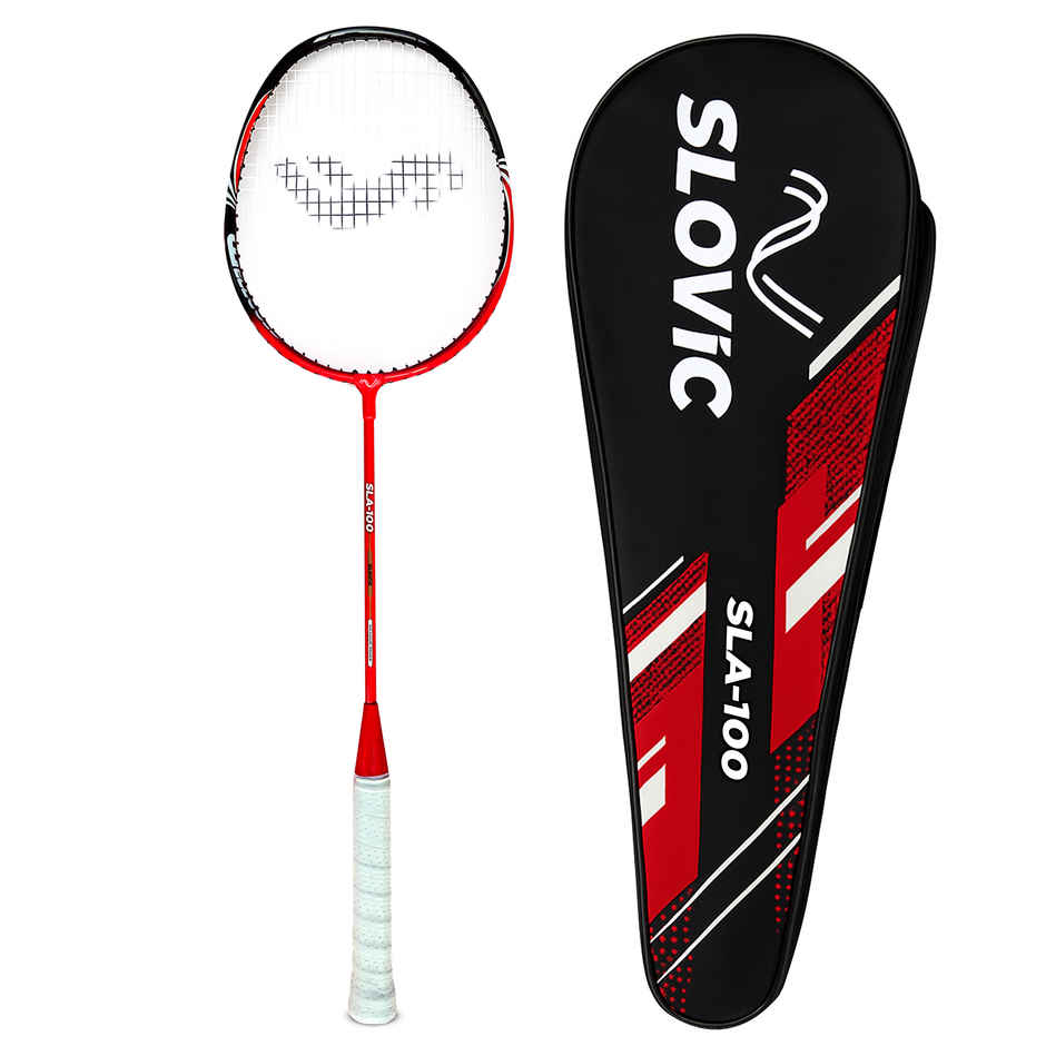 Slovic Lightweight Aluminium Badminton Racquet with Cover | For Beginners & Regular Play | Red