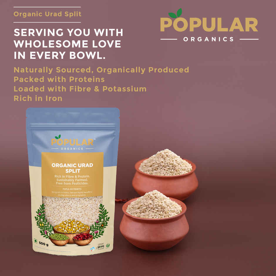 Popular Organics Urad Dal Split / Urad Dhuli