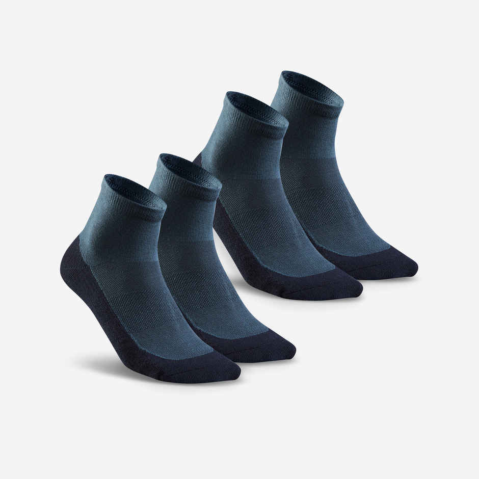 Decathlon | Quechua Unisex Cotton Mid Ankle Socks - Navy Blue - UK 2.5 - 5
