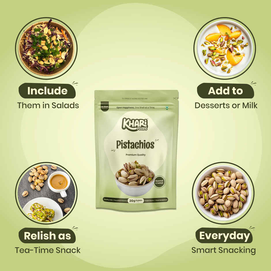 Khari Foods Premium California Pistachios | Roasted & Salted Dry Fruits