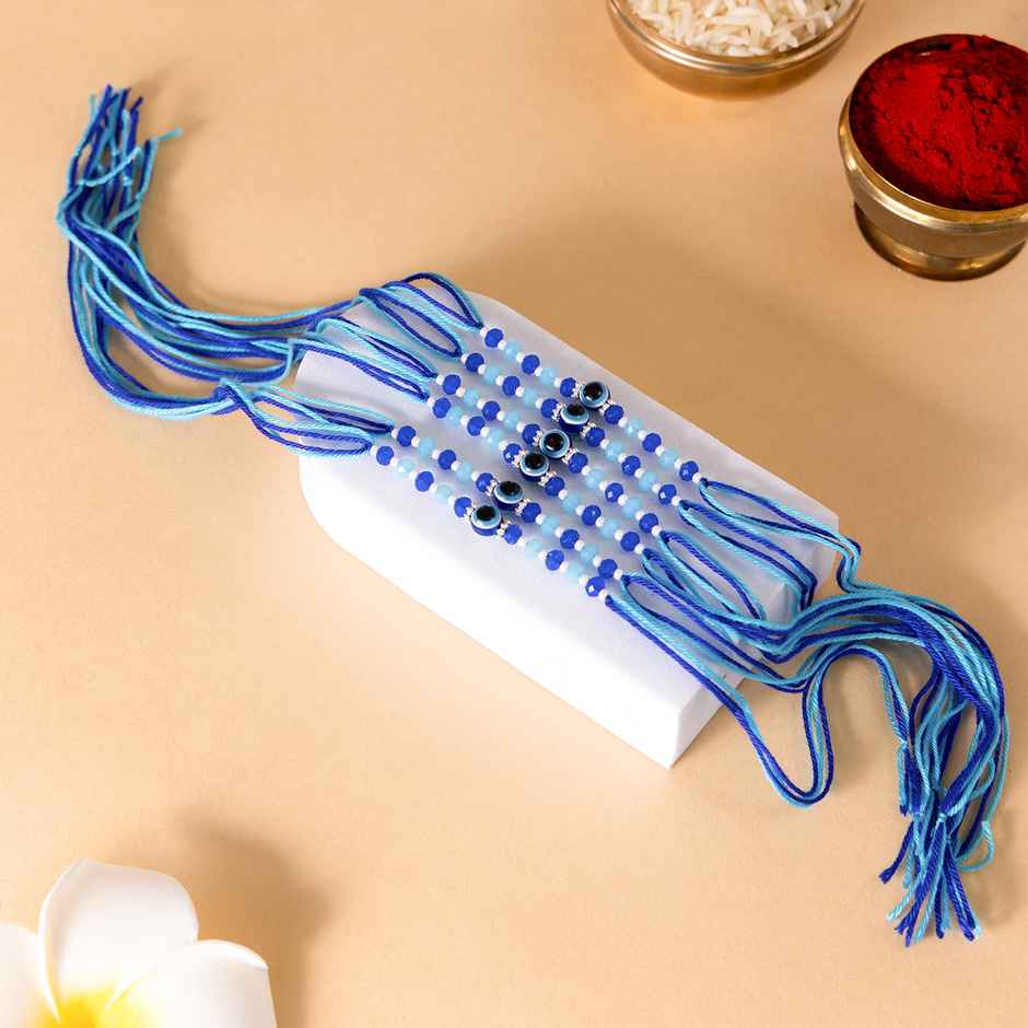 Shree Rakhi - Evil Eye (1pc) & Haldiram'S Assorted Sweet Delight (450g) Combo