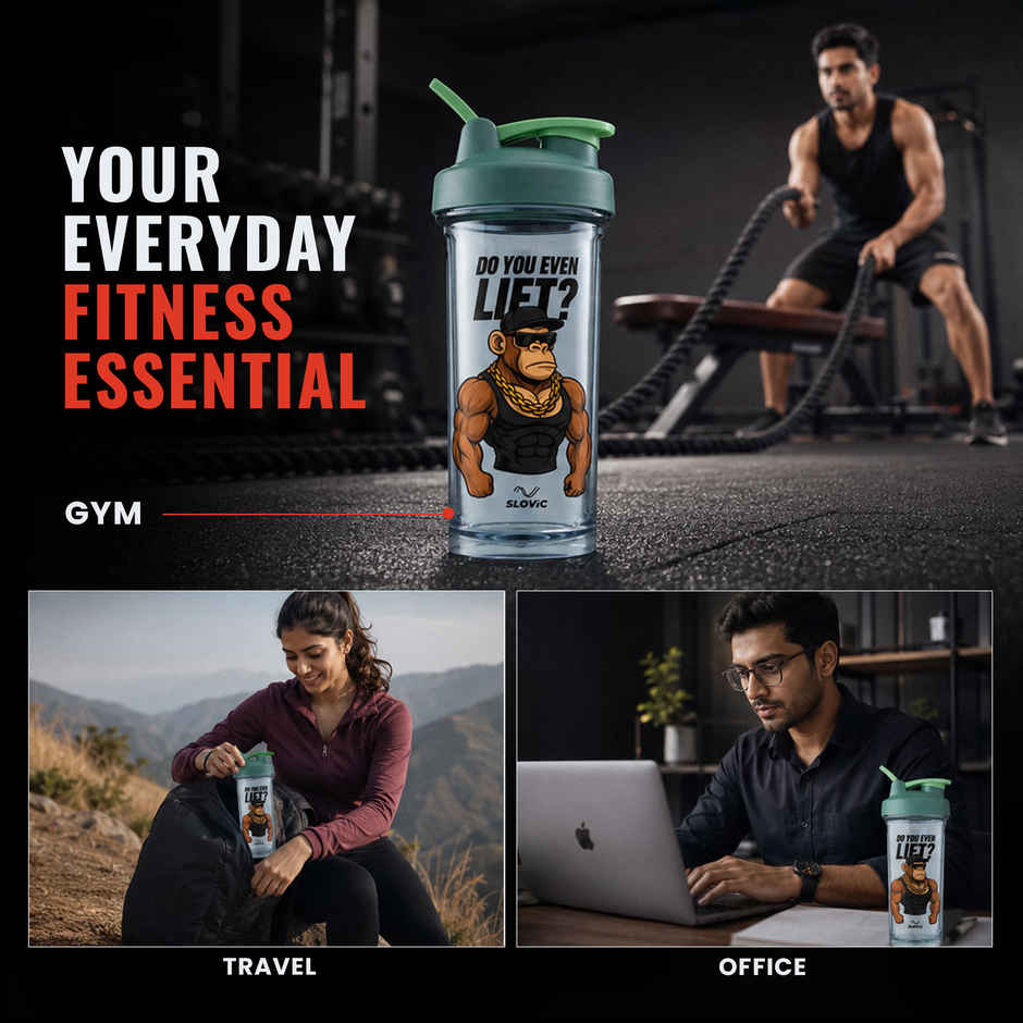 Slovic 700ml Monkey Design Plastic Shaker Water Bottle for Gym, Home & Office Use | Leak-Proof
