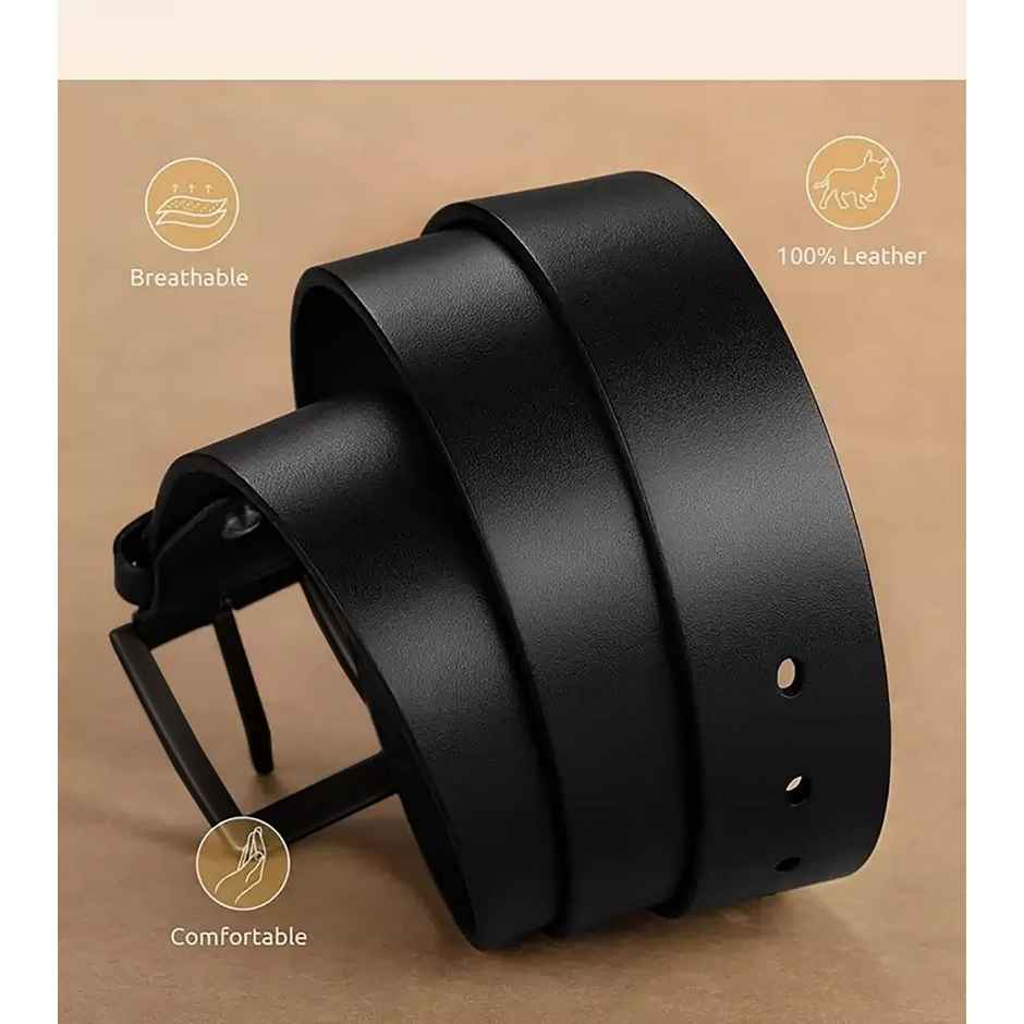 Wildhorn Men's Solid Genuine Leather Men's Belt | Black - Free Size