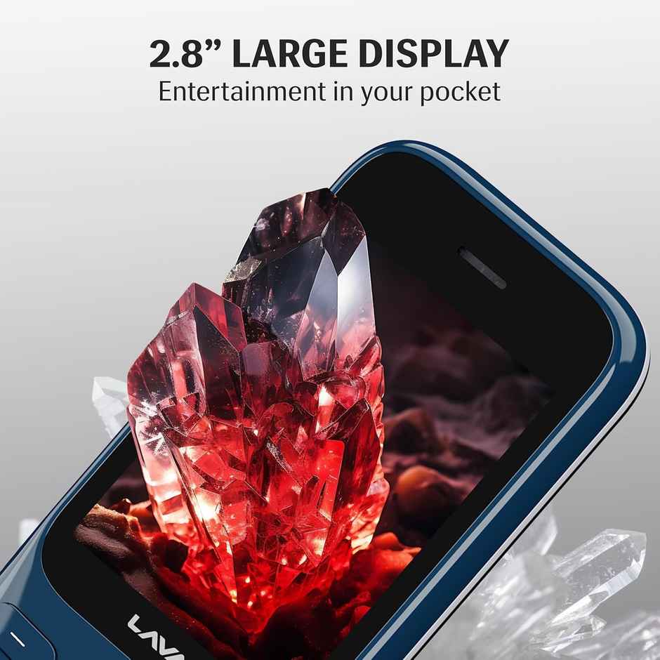 Lava Gem 2025 Dual Sim Keypad Phone (2.8" Display, Camera & Flash) | 2575mAh Smart AI | Blue Chrome