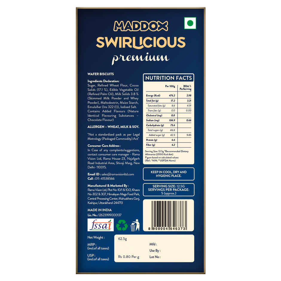 Maddox Swirlicious Premuim Dark Chocolate Wafer Roll