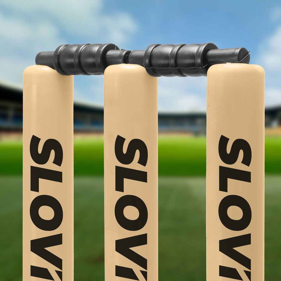 Slovic Cricket Stump Set with Bails & Stand for Practice, Gully Cricket & Net Session