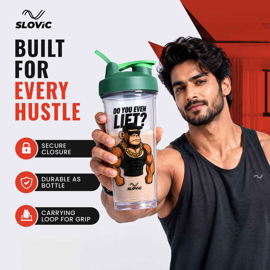 Slovic 700ml Monkey Design Plastic Shaker Water Bottle for Gym, Home & Office Use | Leak-Proof