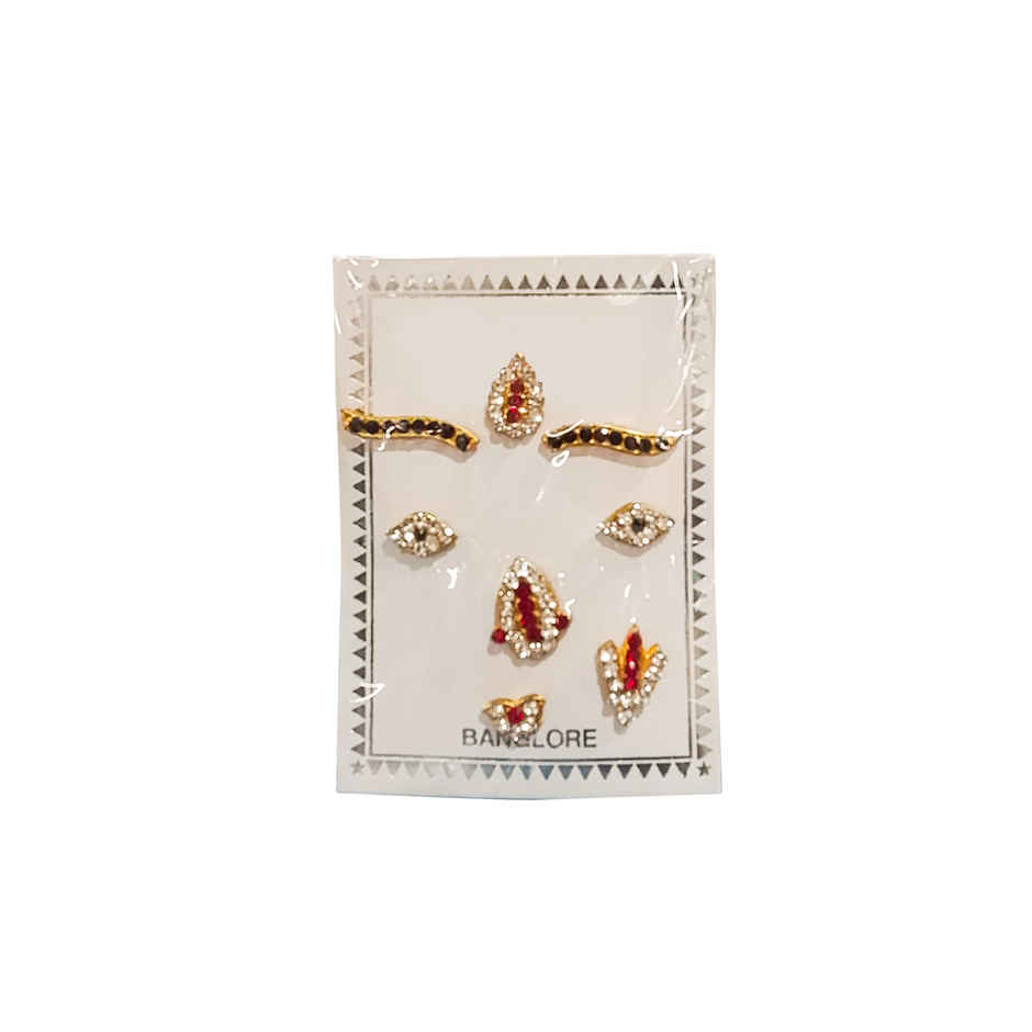 Kalash & Lakshmi Face Decoration | Stone Face Set | Premium Stone Work | Reusable Idol Alankaram | Svasti