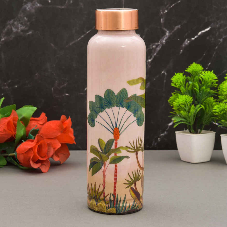 OGGN Dazzert Printed Copper Water Bottle For Daily & Office Use 950 ml, Pure Copper