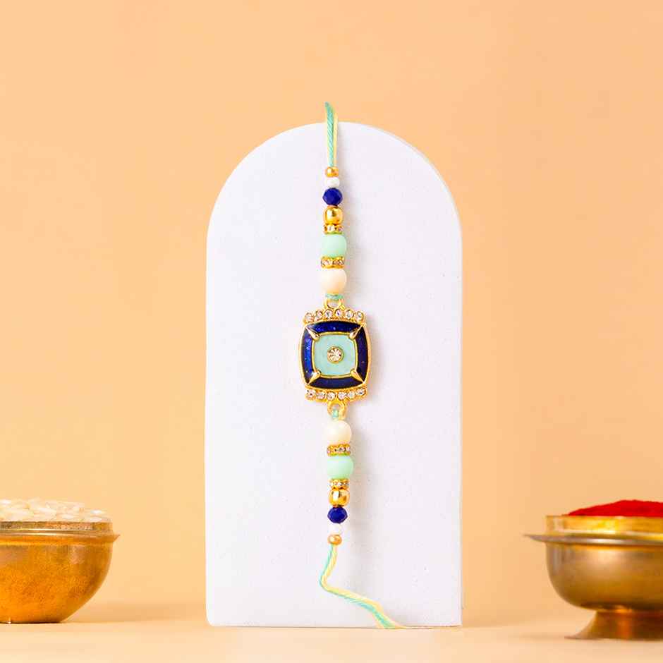 Bandhan Desinger Unique Minimalistic Pink Rakhi Lumba Set For Brother And Bhabhi (1pc) & Avyaan Rakhi - Men'S Single - Abstract (1pc) Combo